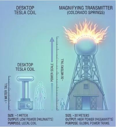 small and big Tesla coil's effect